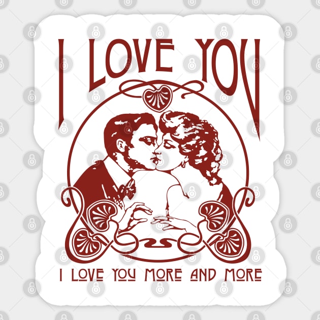 I Love You More And More Couple Kisses Sticker by ROSHARTWORK